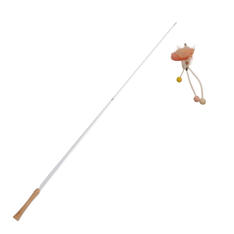 Flower series retractable cat-teasing wand-Pink peony