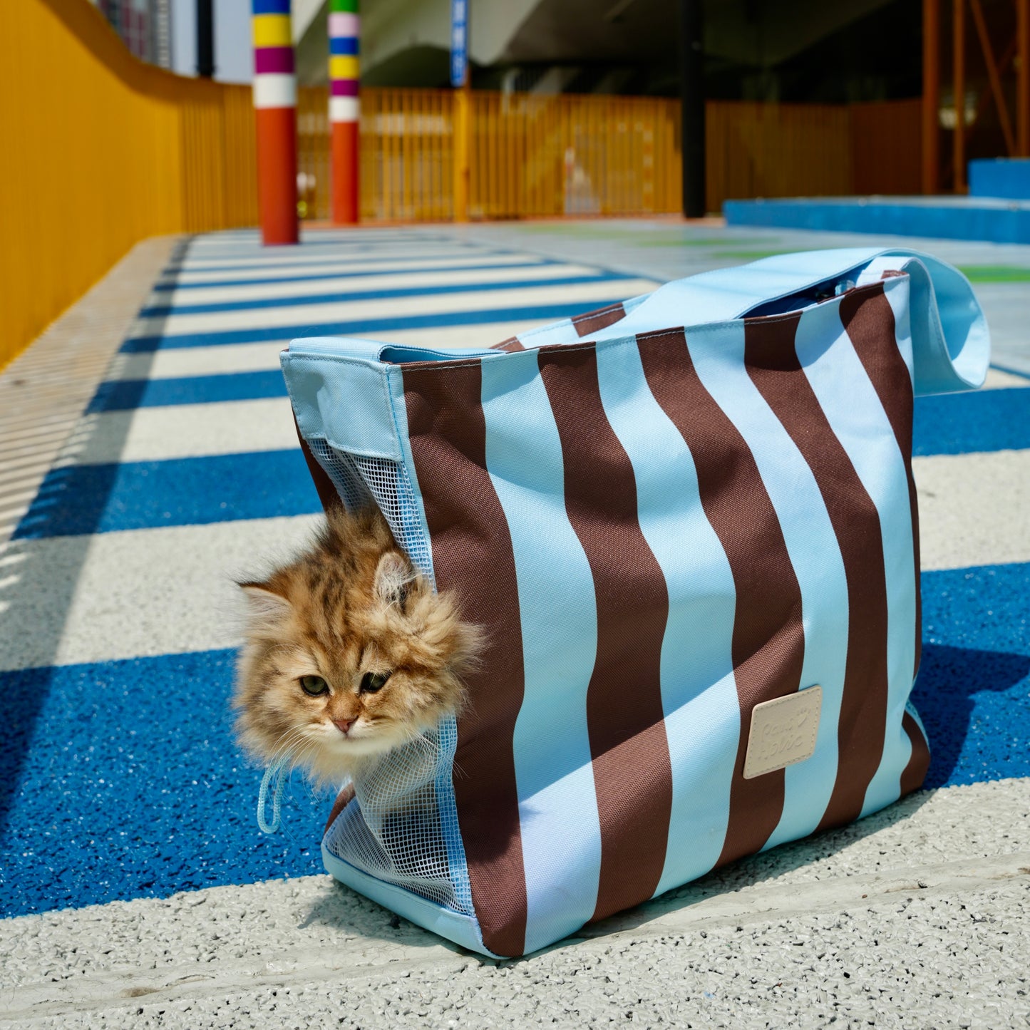 Lightweight striped  pet backpack-Striped Blue