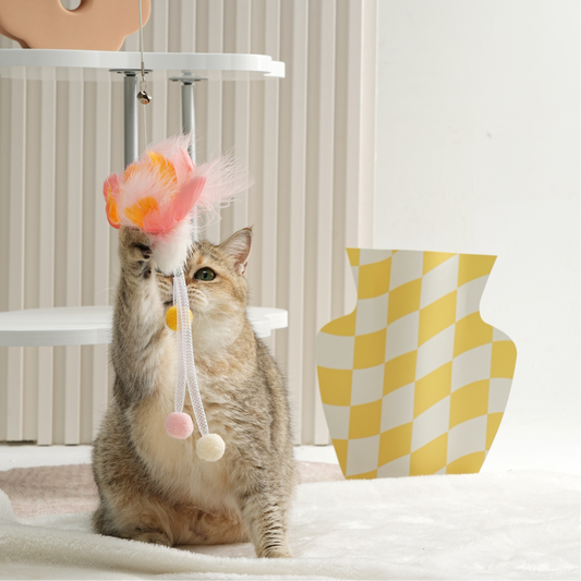 Flower series retractable cat-teasing wand-Pink peony